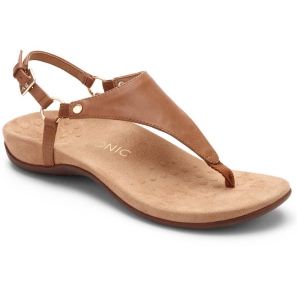 Vionic Kiarra Backstrap Tan Leather Sandal size 6.5